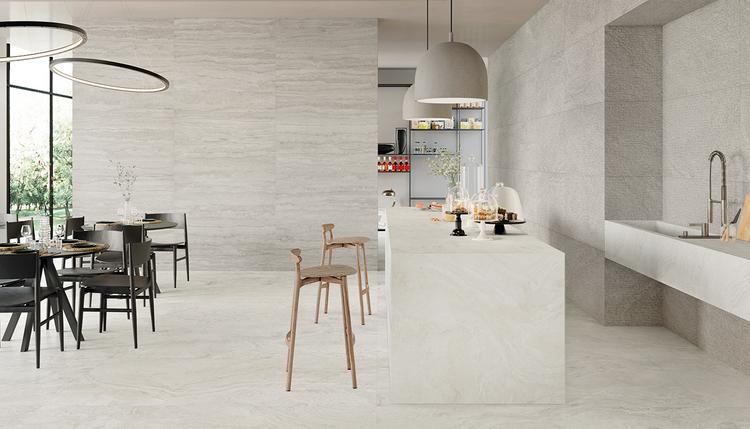 Unique Travertine | Emilceramica Feinsteinzeug Provenza Unique Travertine Stein Silver Vein Cut,white Minimal,silver Ruled Bild Galerie | Emilceramica
