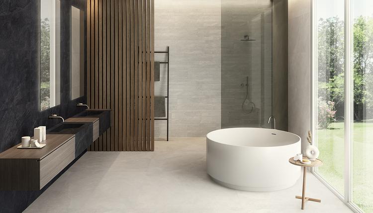 Cornerstone | Emilceramica Feinsteinzeug Ergon Cornerstone Stein,beton,marmor,harz Badezimmer Slate Black ,slate White ,slate White Stone Bild Galerie | Emilceramica